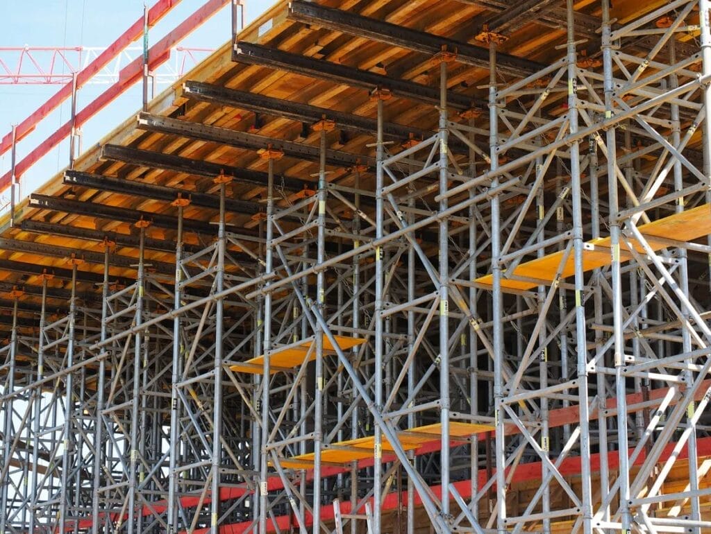 A large building with scaffolding on it