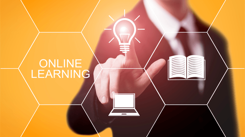 The image represents the concept of online learning