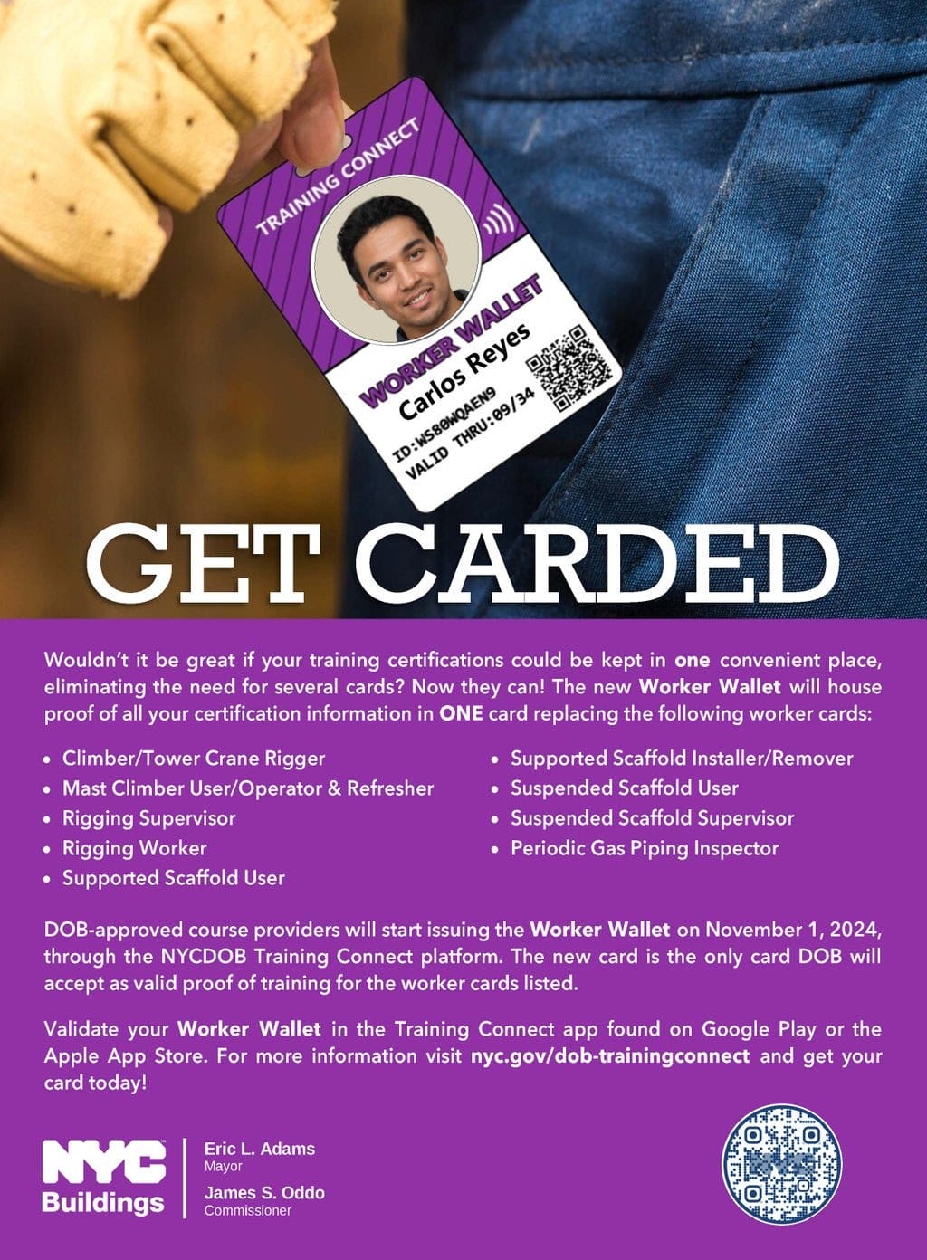 A poster with information about how to get carded.